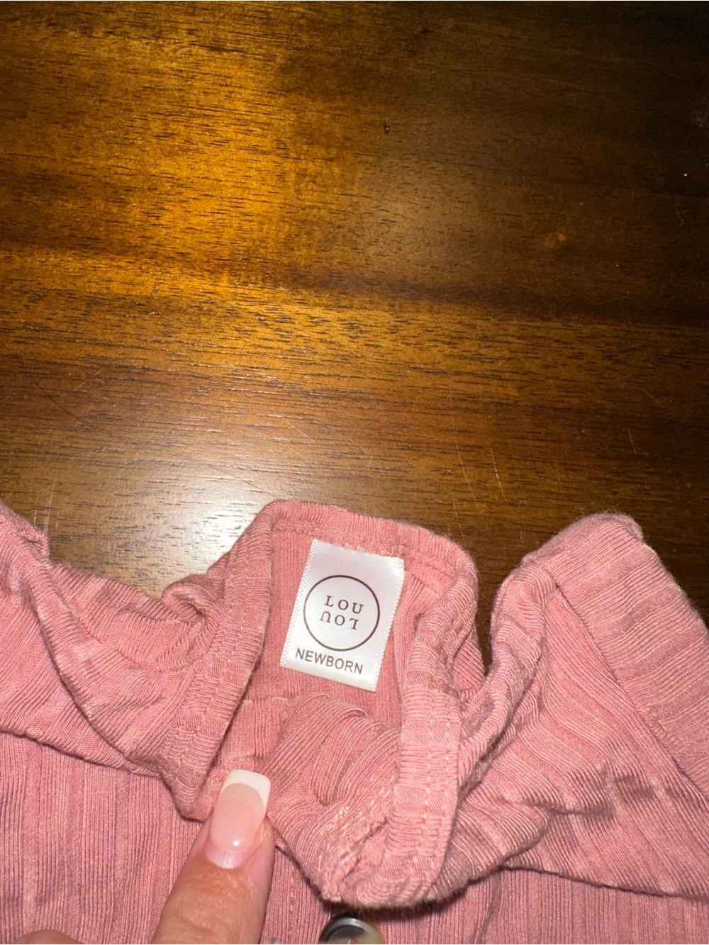 Pink Ribbed Button Front Baby Romper - Picture 2 of 2